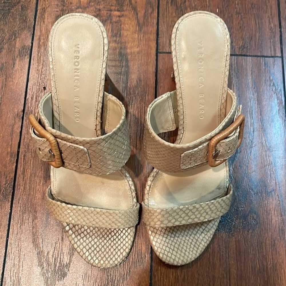 Veronica Beard Galoma Snakeskin Nude Heels Slides… - image 2