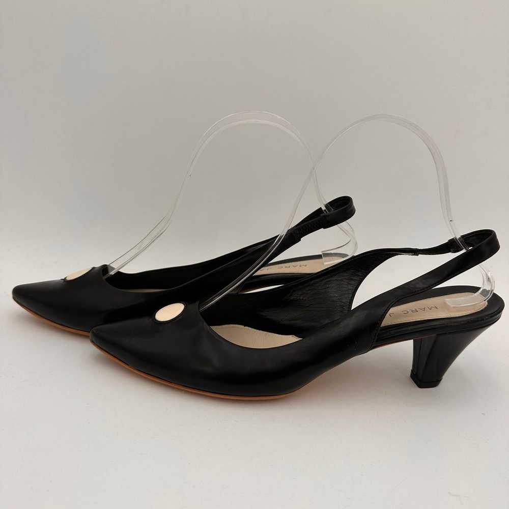 Marc Jacobs Black White Circle Leather Slingback … - image 5