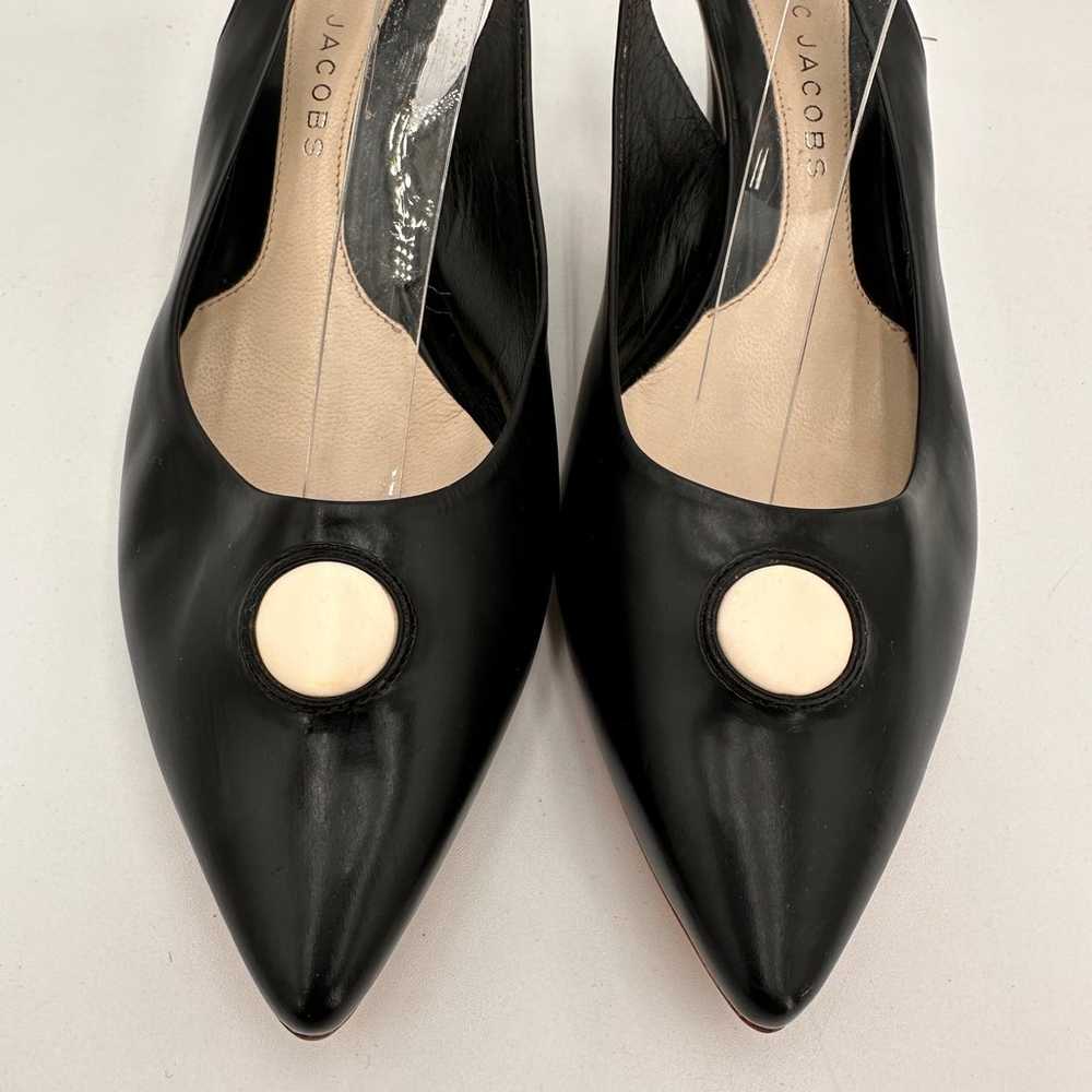 Marc Jacobs Black White Circle Leather Slingback … - image 6