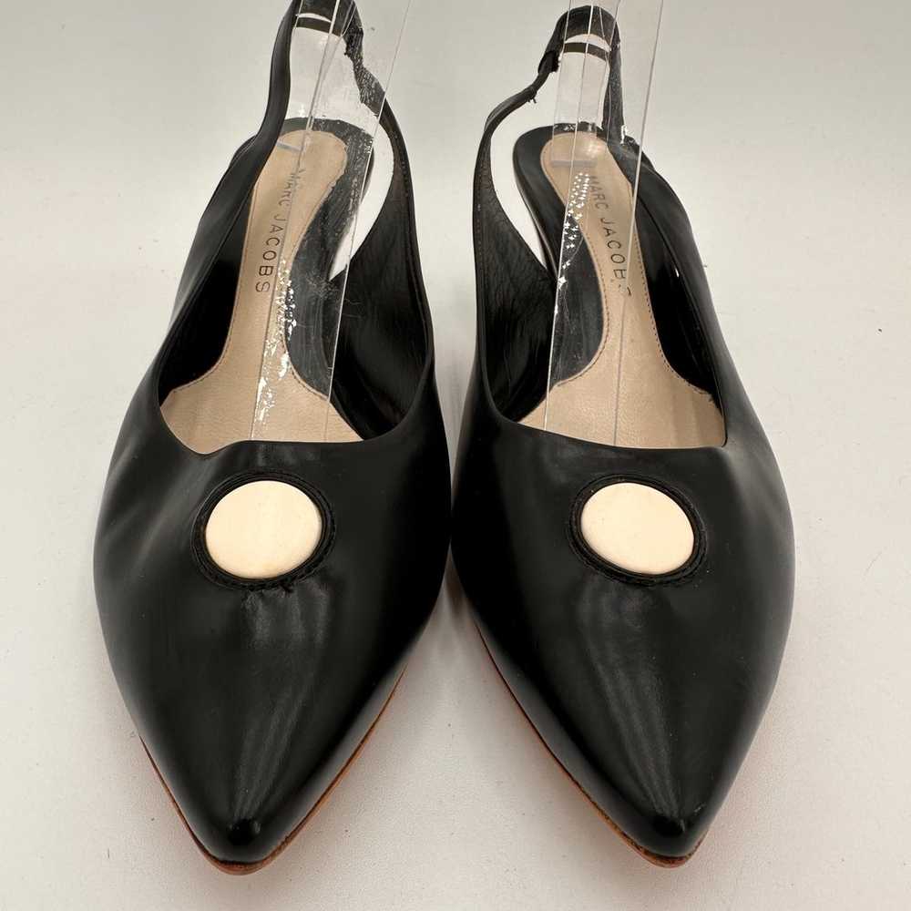 Marc Jacobs Black White Circle Leather Slingback … - image 7