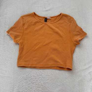 Y2K overseas girl H&M cropped orange T-shirt shor… - image 1