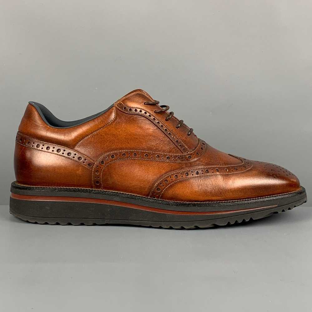 Bally Brown Antique Leather Wingtip Lace Up Shoes - image 1