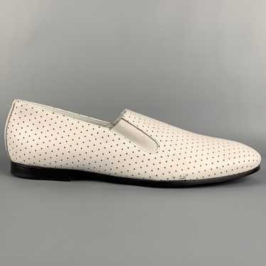 Paul Smith White Perforated Leather Slip On Loafe… - image 1