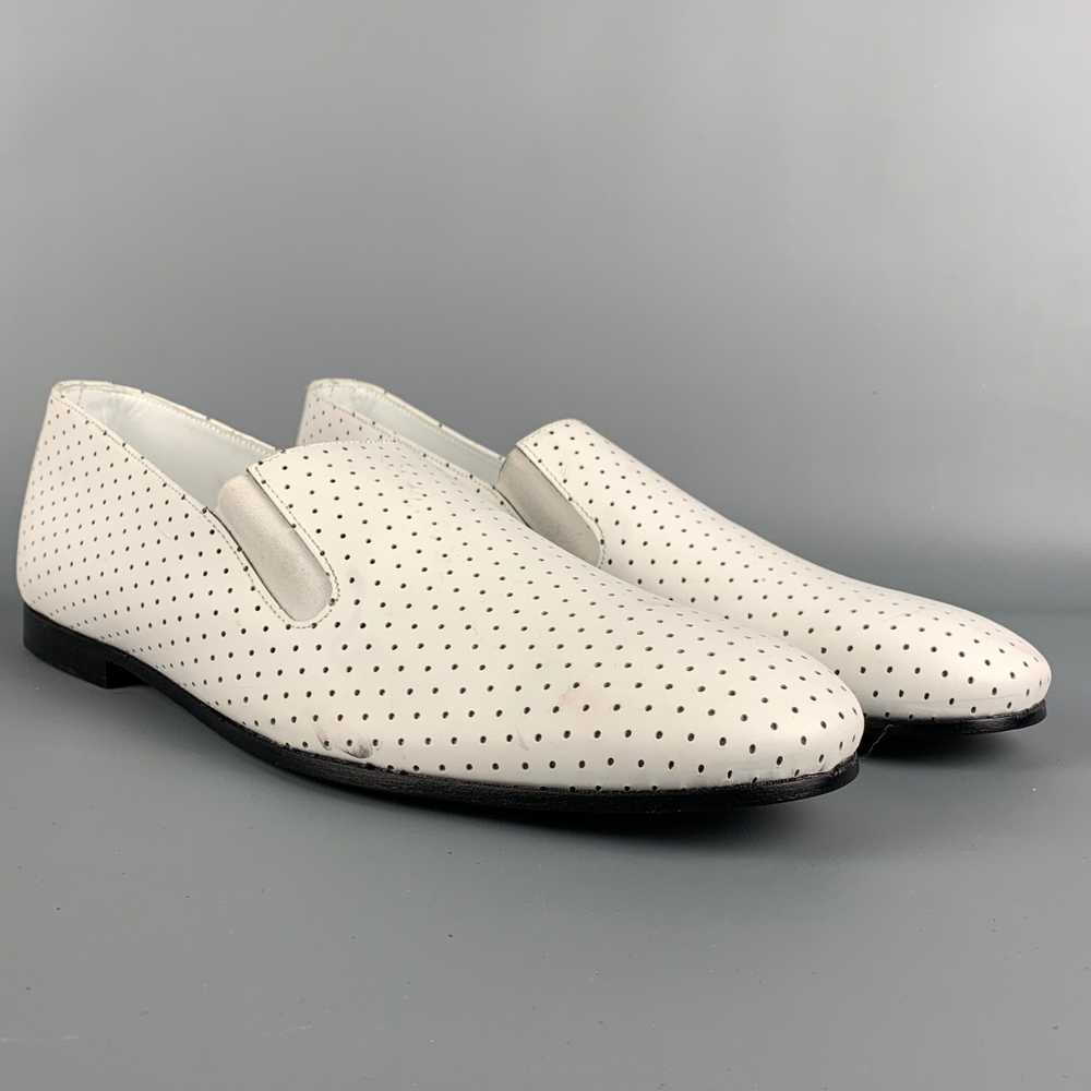 Paul Smith White Perforated Leather Slip On Loafe… - image 2