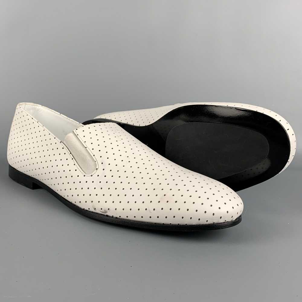 Paul Smith White Perforated Leather Slip On Loafe… - image 3