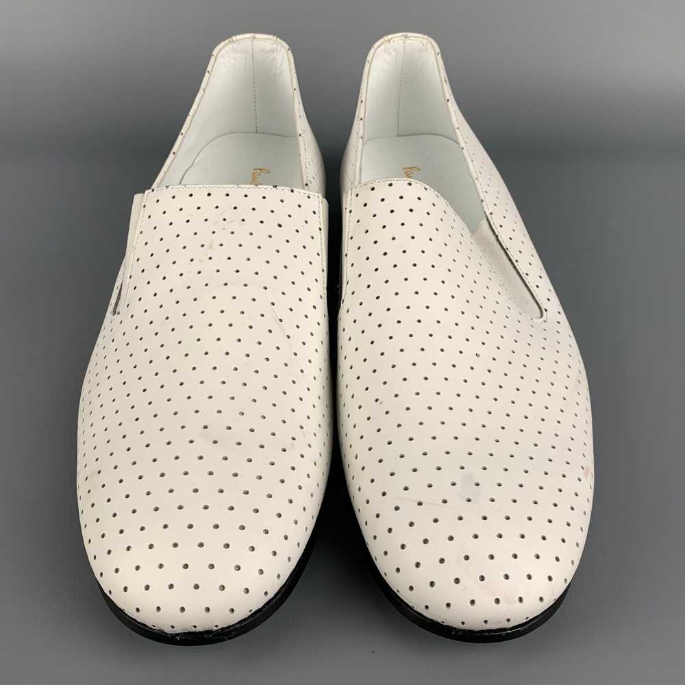 Paul Smith White Perforated Leather Slip On Loafe… - image 4