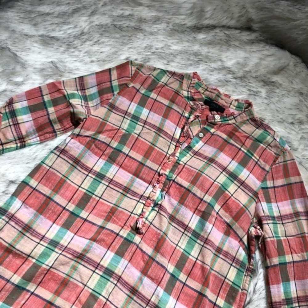 J. Crew plaid checkered red & green henley shirt … - image 3