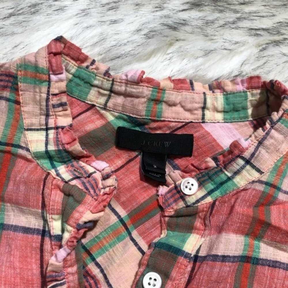 J. Crew plaid checkered red & green henley shirt … - image 4