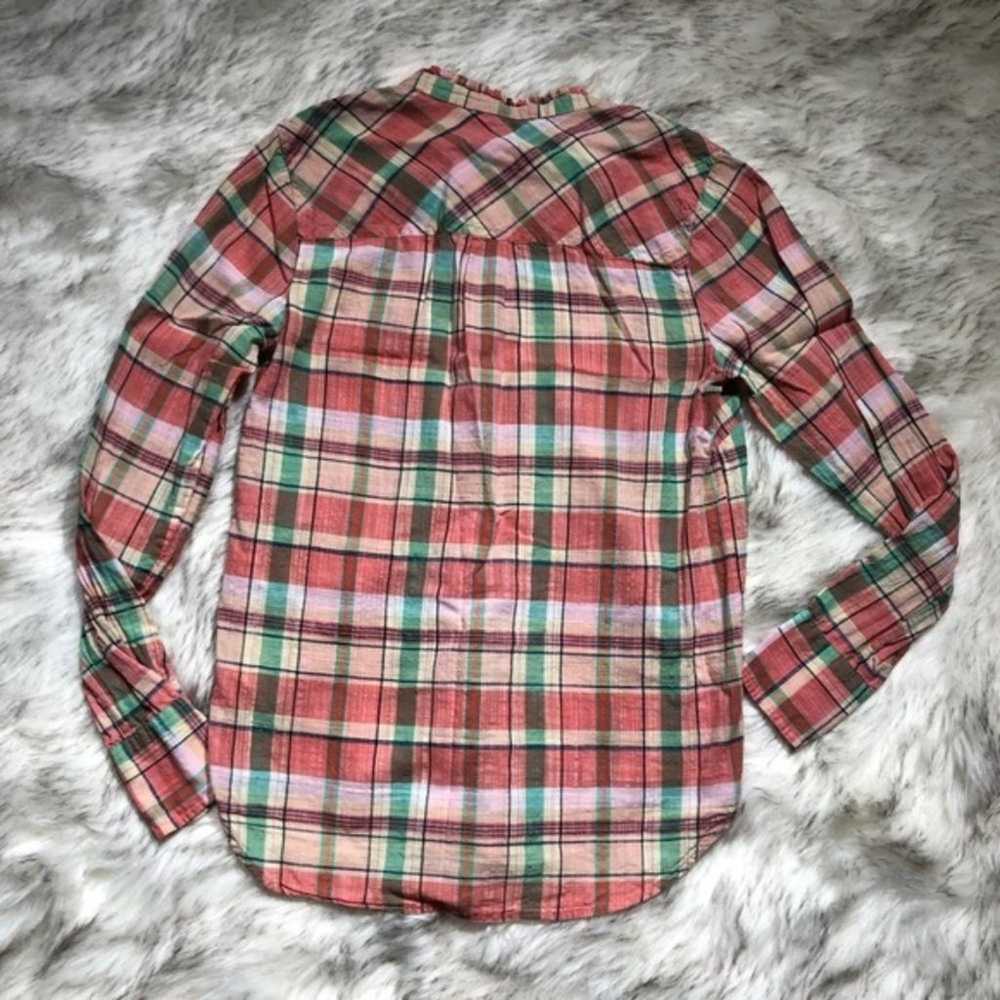 J. Crew plaid checkered red & green henley shirt … - image 6