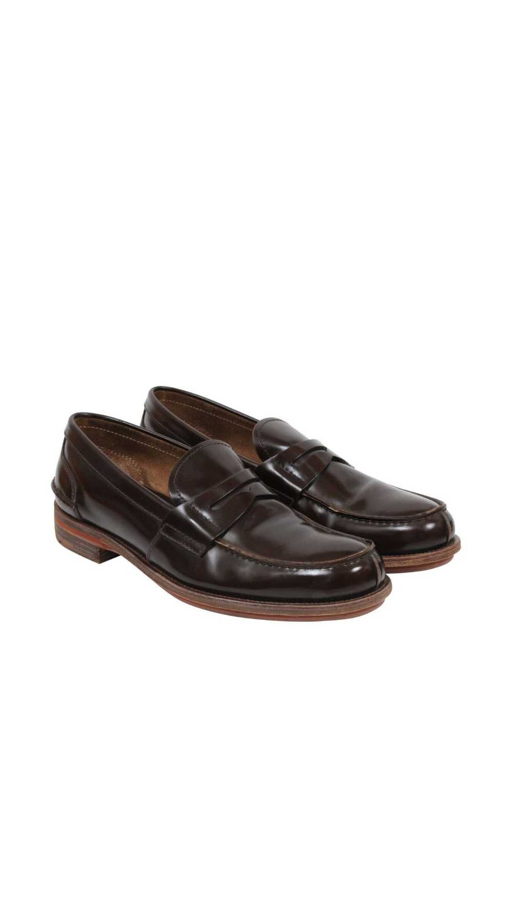 Prada Brown Leather Slip On Penny Loafers - 01890B - image 1