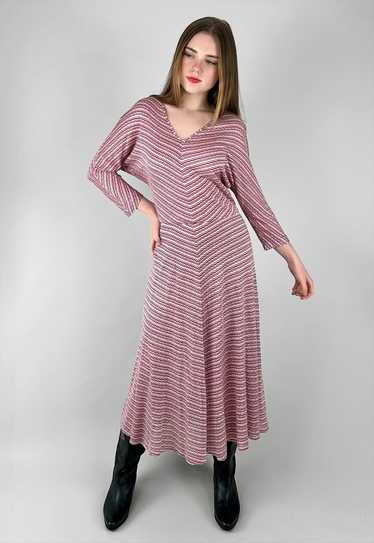 Yorn Boutique 70's Knitted Batwing Stripe Pink Mid