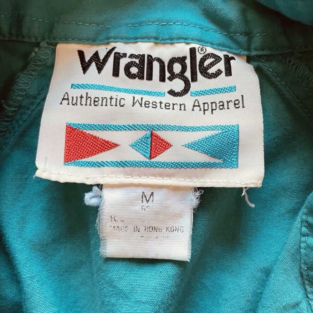 Vintage Wrangler Shirt Womens Sz Med Teal Turquoi… - image 4