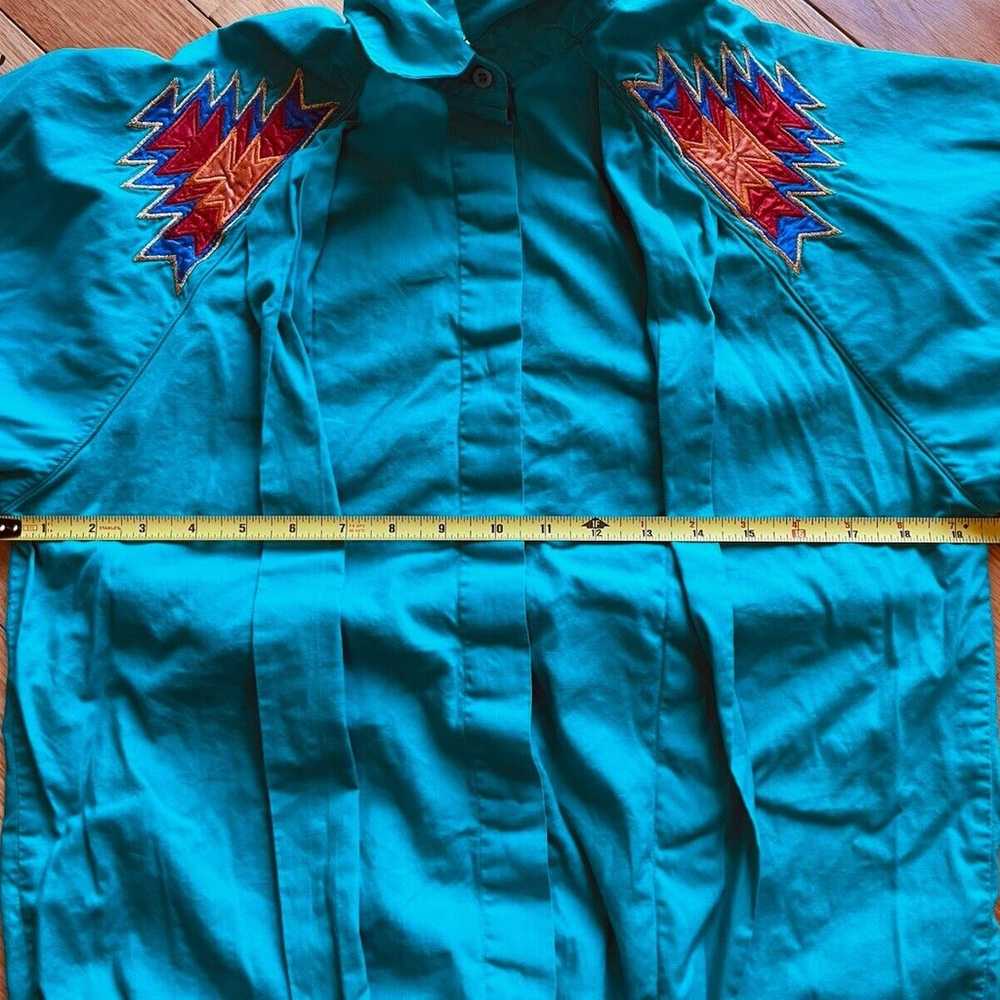 Vintage Wrangler Shirt Womens Sz Med Teal Turquoi… - image 5