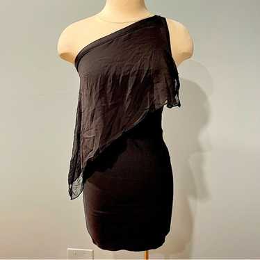 Bebe Black One Shoulder Bodycon Dress Size Small - image 1