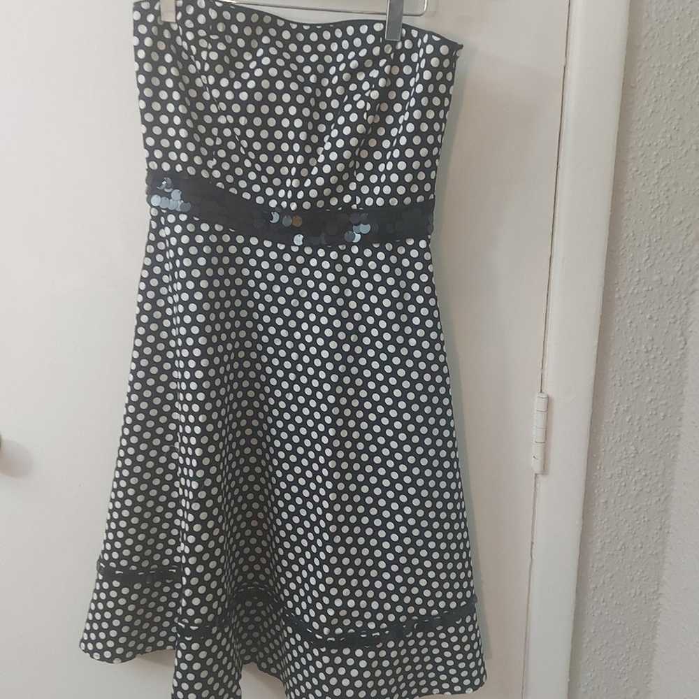 Spense Black and White Polka Dot Sequin Dress Siz… - image 7