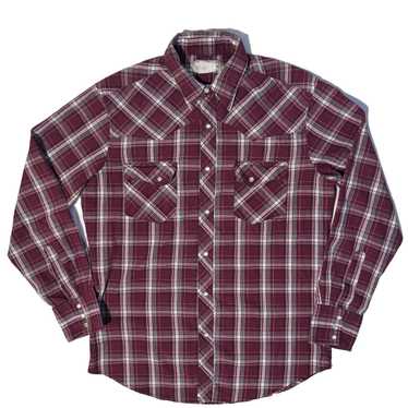 Wrangler Wrangler Maroon Plaid Brushpopper Pearl … - image 1