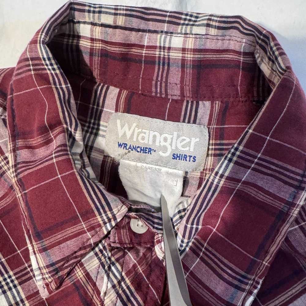 Wrangler Wrangler Maroon Plaid Brushpopper Pearl … - image 2