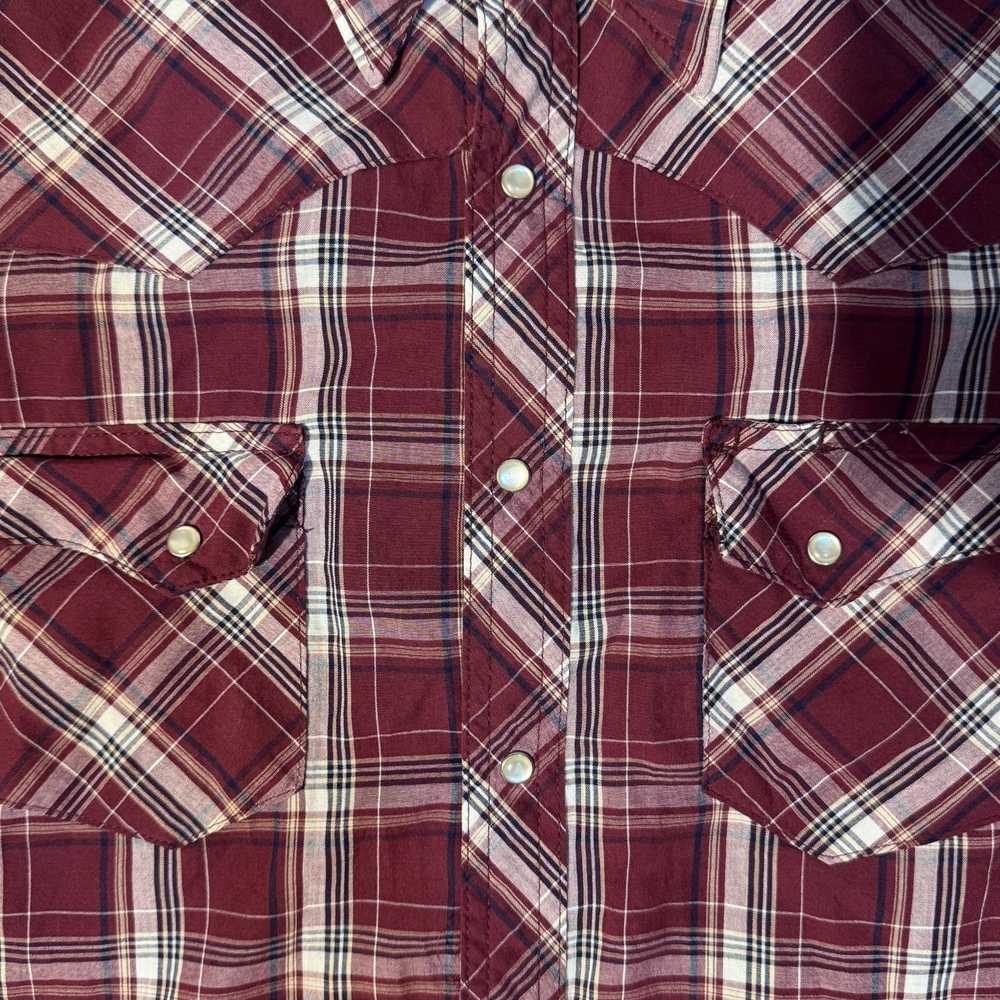 Wrangler Wrangler Maroon Plaid Brushpopper Pearl … - image 3