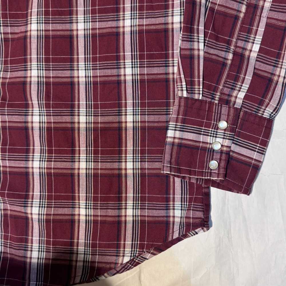 Wrangler Wrangler Maroon Plaid Brushpopper Pearl … - image 4