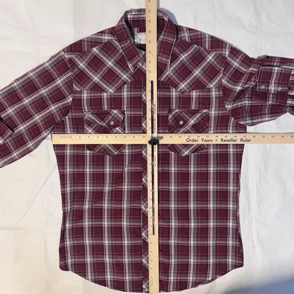 Wrangler Wrangler Maroon Plaid Brushpopper Pearl … - image 5