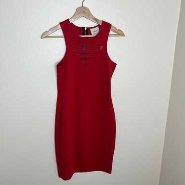 Mason Red Sleeveless Lace Decor Dress Small