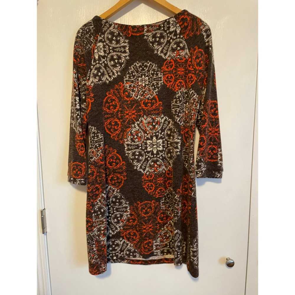 Aryeh long sleeve sweater dress brown orange flor… - image 2