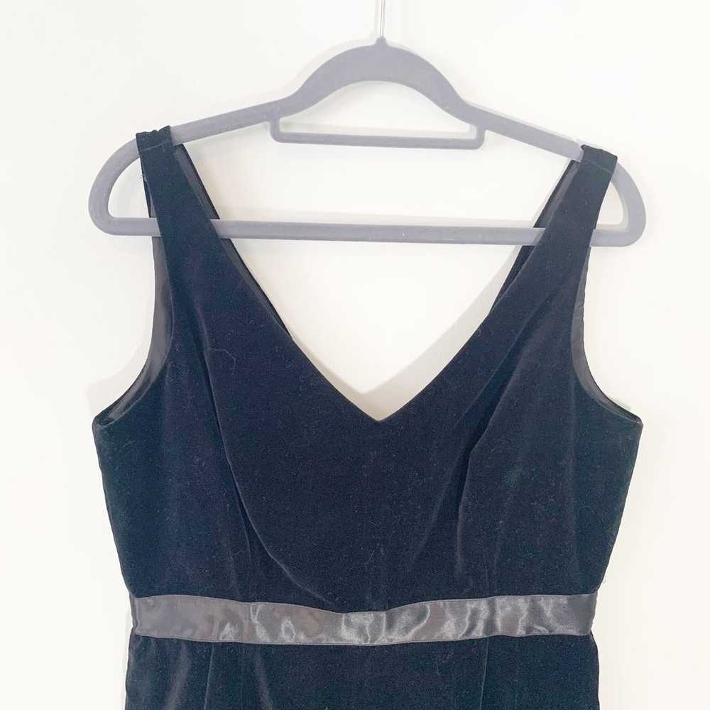 J. Crew black velvet deep front and back v-neck f… - image 2