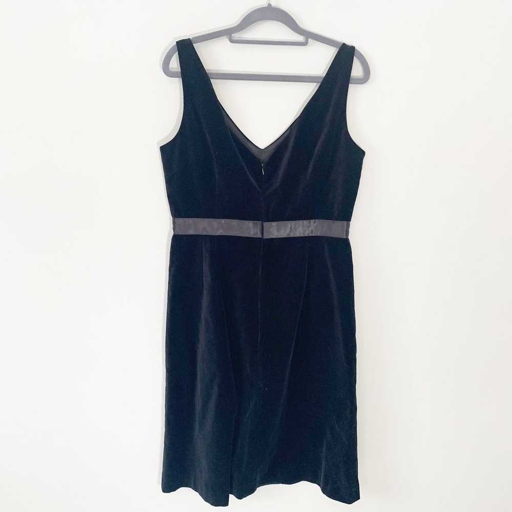 J. Crew black velvet deep front and back v-neck f… - image 5