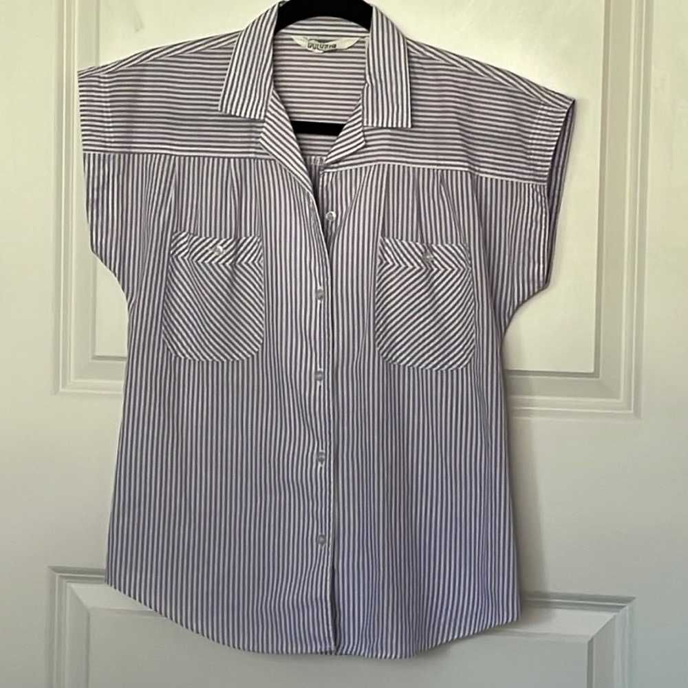 Vintage Purple Striped Button Down Shirt Small - image 1