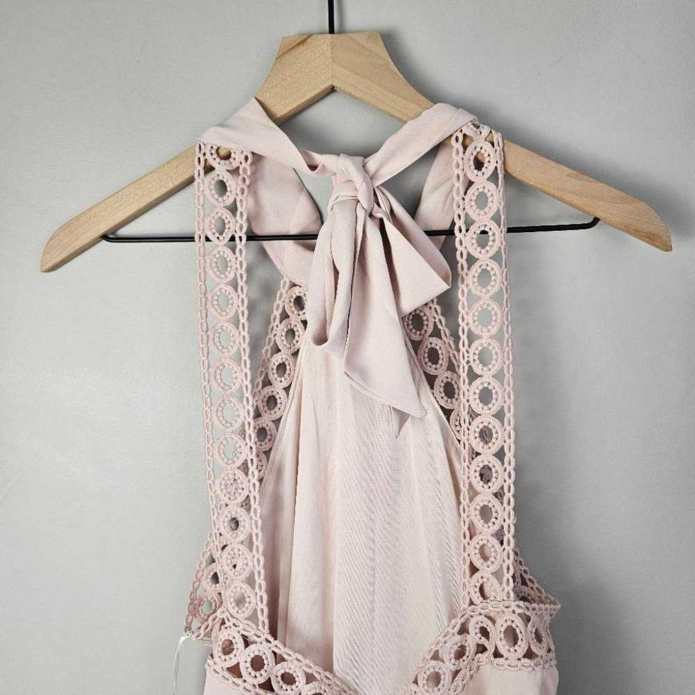 Lulus Pink Halter Mini Dress Crochet Large - image 8