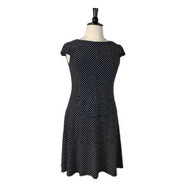 Nine & Co Aline Dress Cap Sleeves Black White Pol… - image 1