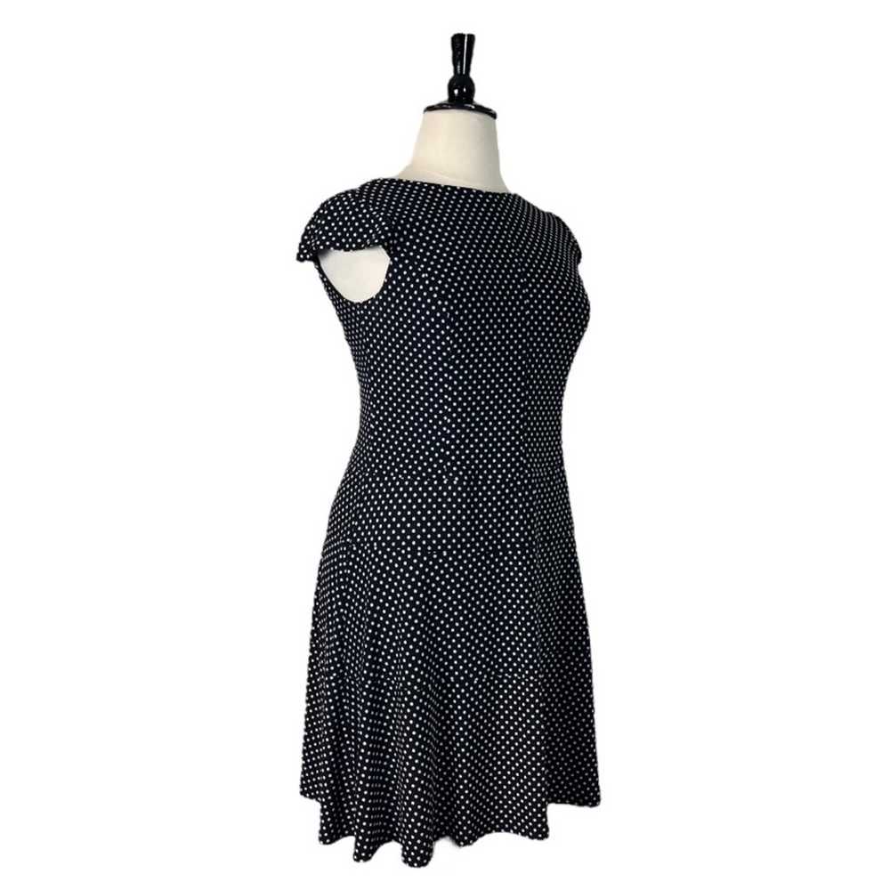 Nine & Co Aline Dress Cap Sleeves Black White Pol… - image 2