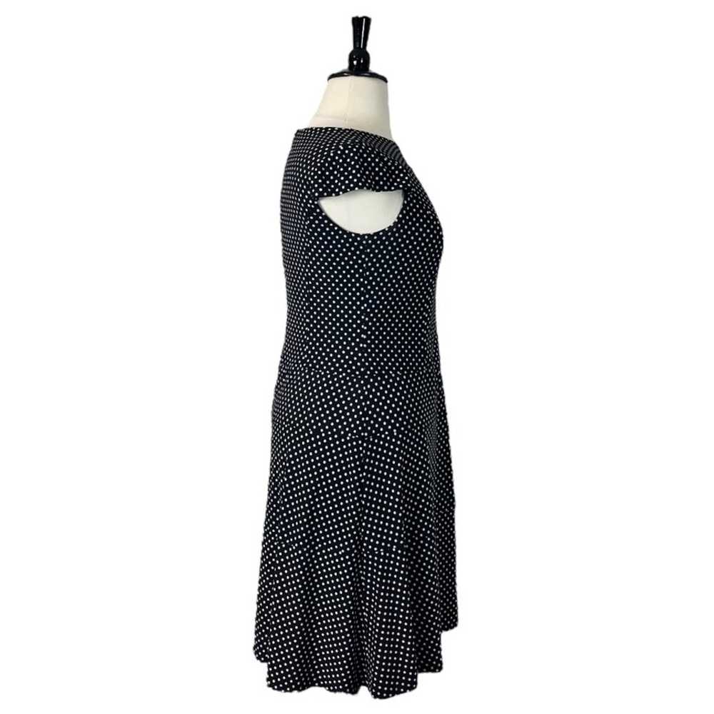 Nine & Co Aline Dress Cap Sleeves Black White Pol… - image 3