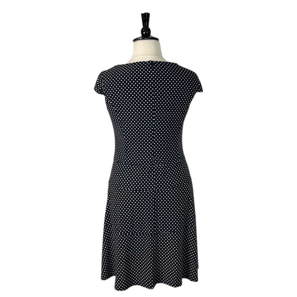 Nine & Co Aline Dress Cap Sleeves Black White Pol… - image 4