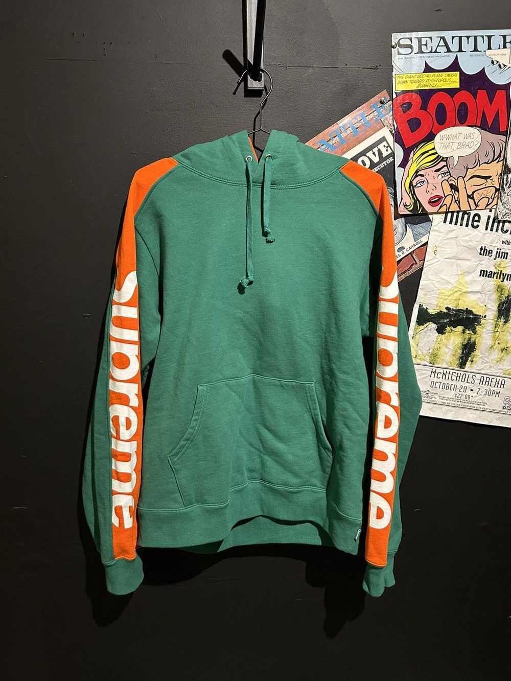 Supreme Orange and green supreme hoodie - image 1