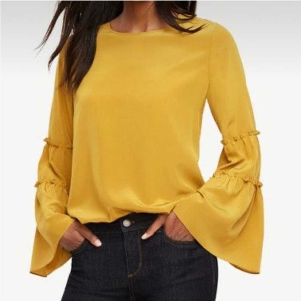 Ann Taylor Tiered Flared Sleeve Crewneck Blouse 7… - image 1