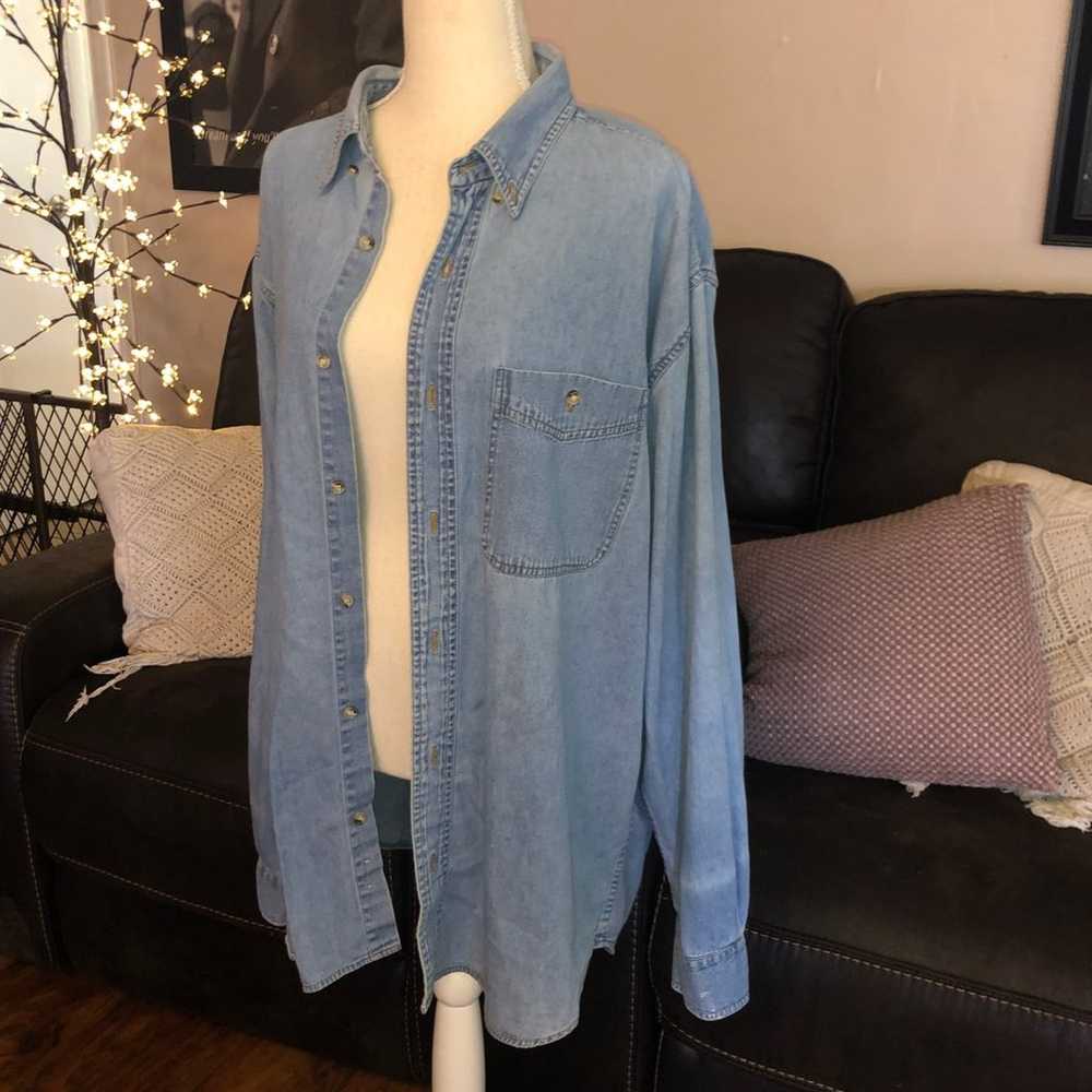 Vintage denim oversized button down - image 2