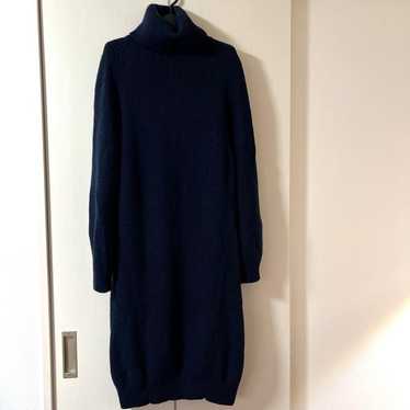 IRIS & INK 100% Wool Knit Dress Navy - image 1