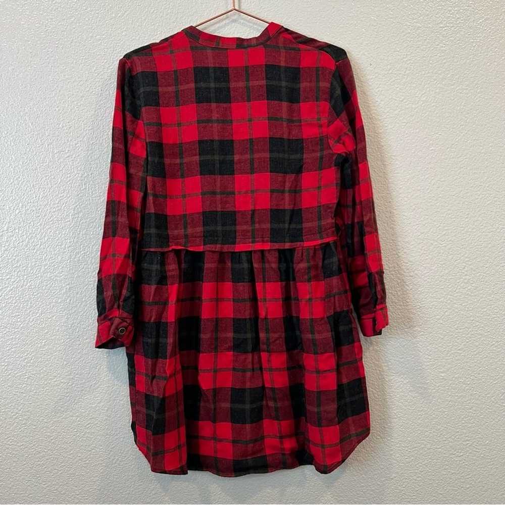 Zara buffalo plaid flannel red black tunic mini s… - image 3