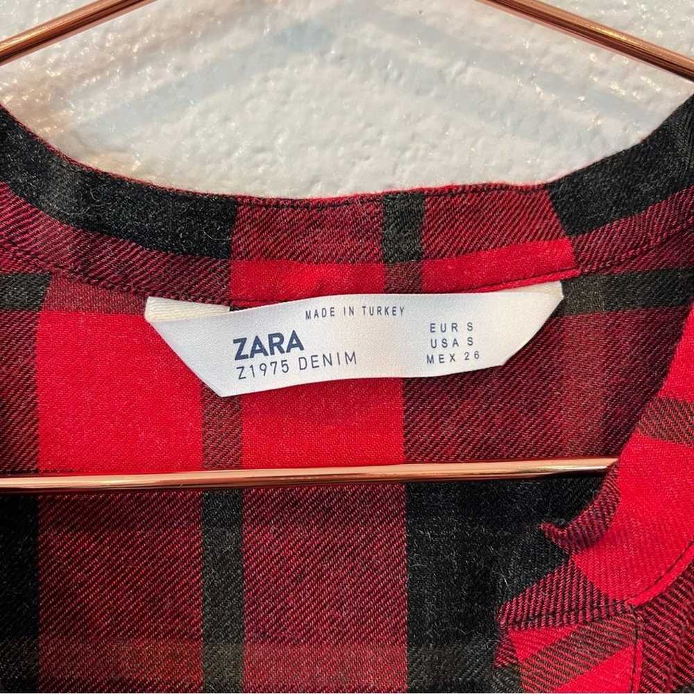 Zara buffalo plaid flannel red black tunic mini s… - image 4