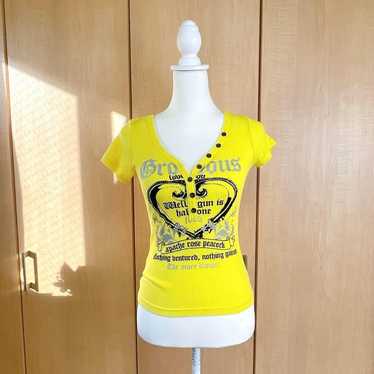 Heisei Gal Fairy Grunge Y2K * T-shirt Top V-neck … - image 1