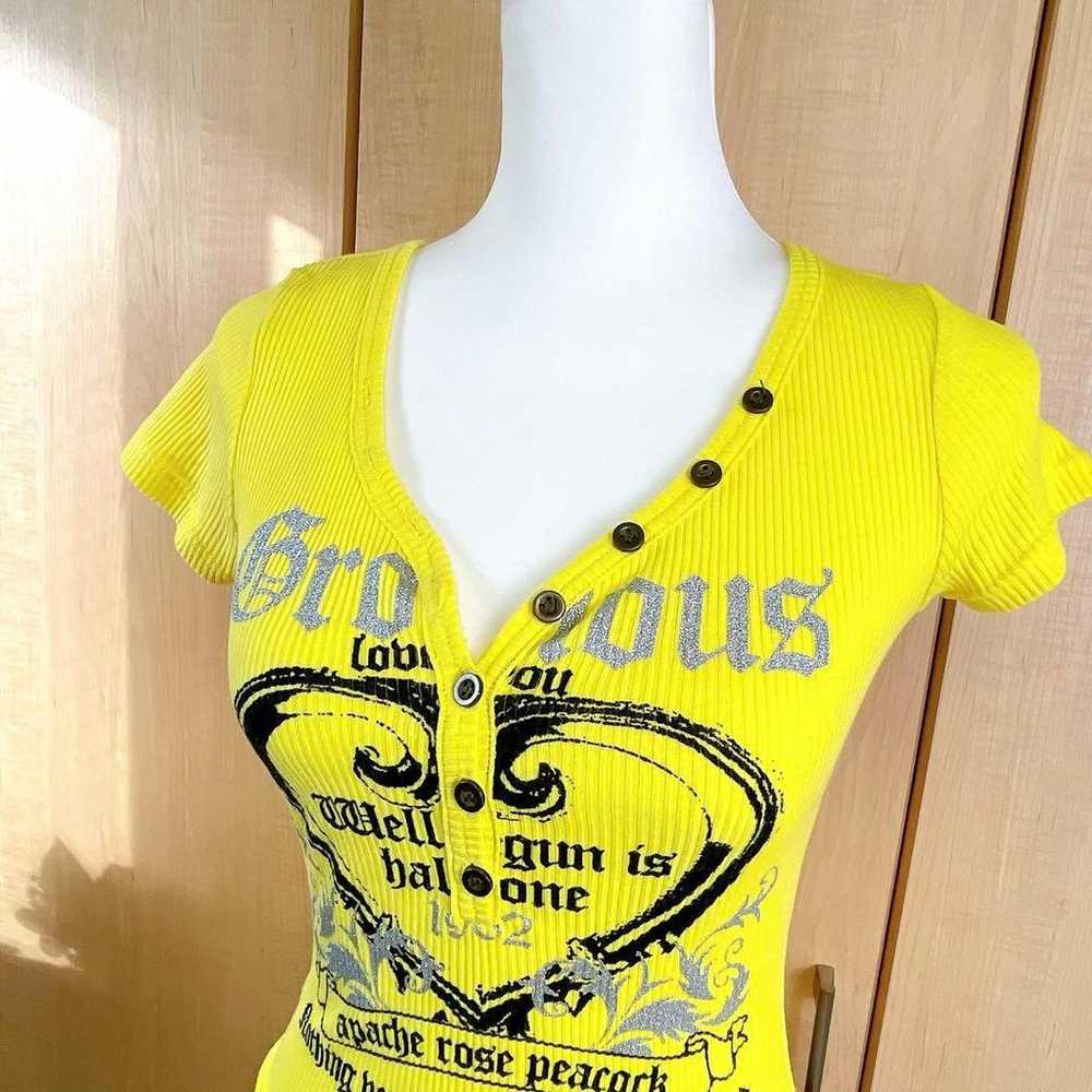 Heisei Gal Fairy Grunge Y2K * T-shirt Top V-neck … - image 2