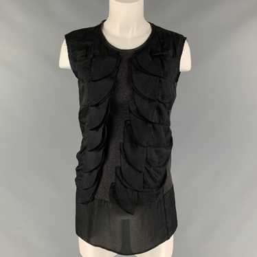 Marni MARNI Black Triacetate Ruffled Sleeveless Bl