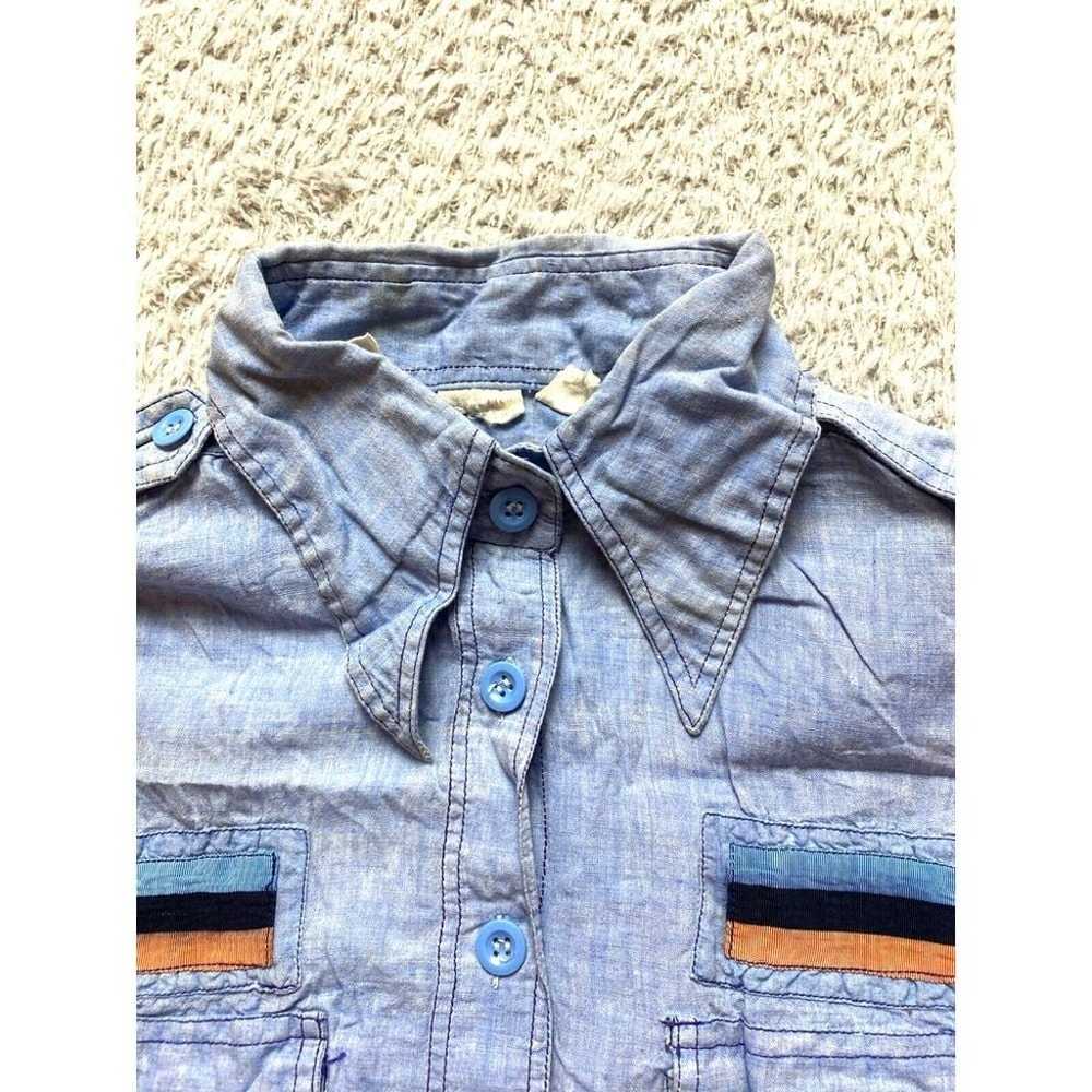 Vintage Chambray Shirt Womens 11 Blue Button Up F… - image 5