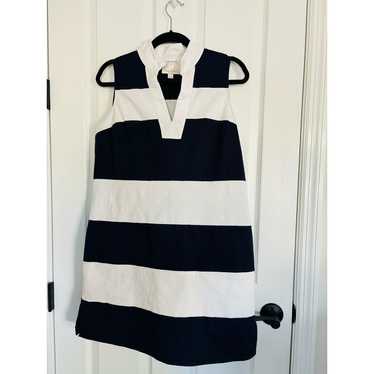 Sail To Sable Woman Large Striped Dress Navy Blue… - image 1