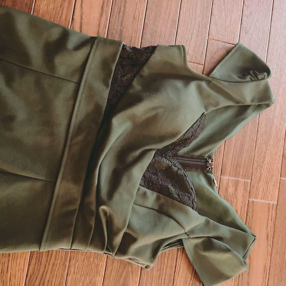 Olive Green Cabaret Dress - image 2