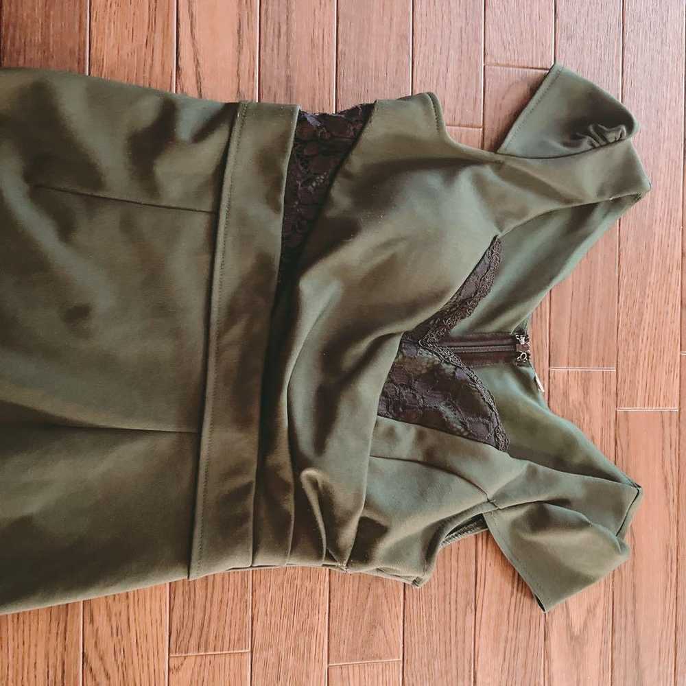 Olive Green Cabaret Dress - image 3