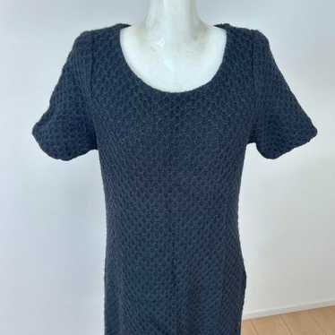 Knit dress, gray and black, short sleeves