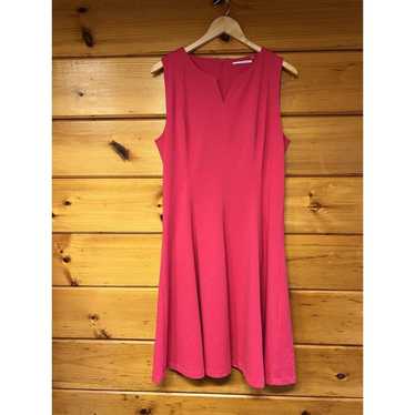 Tahari Pink 14 Sleeveless Fit Flare Knit Dress Wo… - image 1