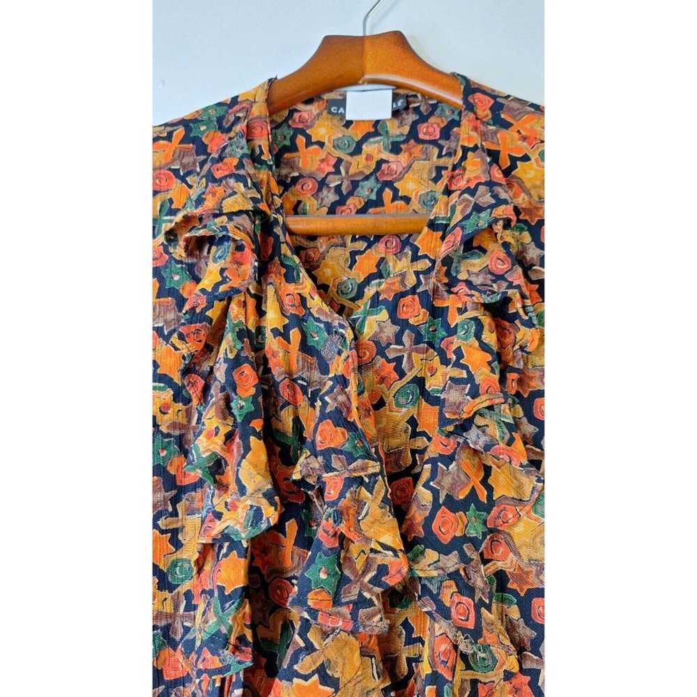 Vtg CAROL LITTLE Floral Ruffle Button Up Top Wome… - image 10